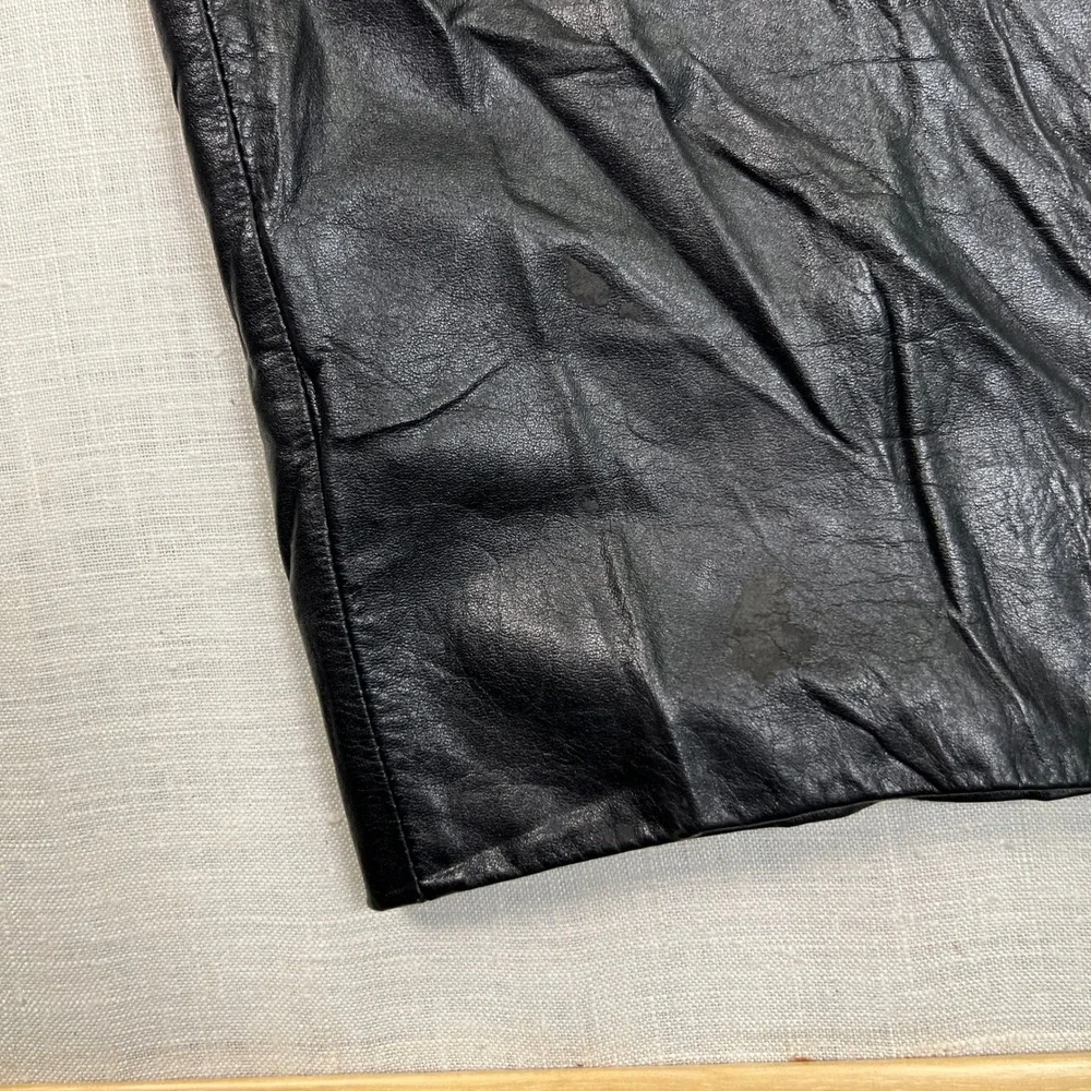 VTG Leather City Mens‎ Size 34 Pants Baggy Black Genuine Leather Pleated Lined